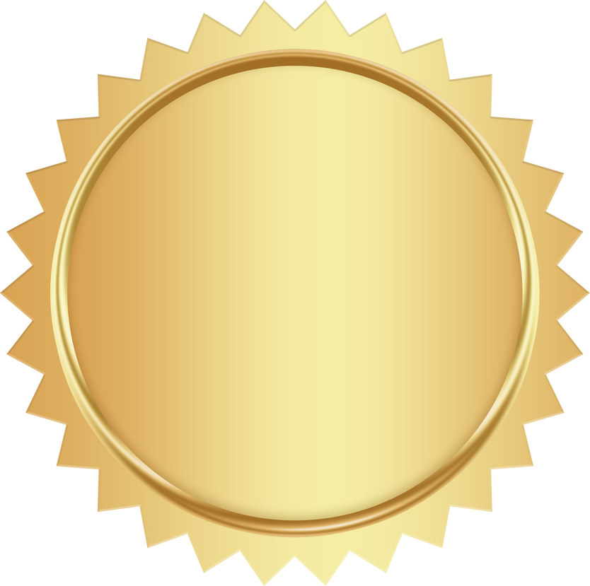 Gold Badge. Gold Seal Stamp.